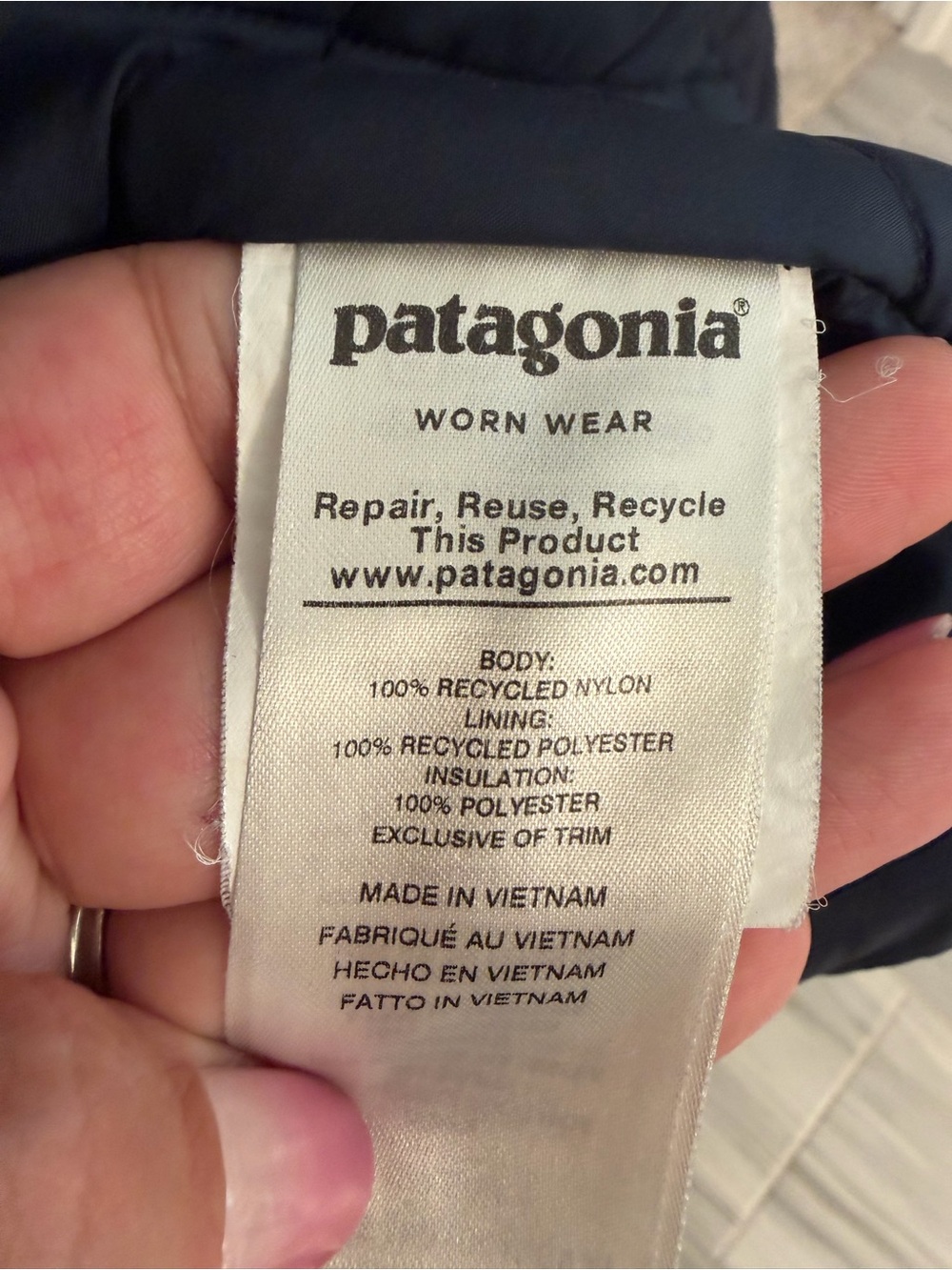 Patagonia Mens Small Lone Mountain Parka Navy Blue Full Zip Insulated Jacket - Picture 6 of 12